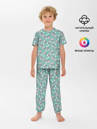 Детская пижама с брюками / Воланы на ментоловом