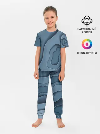Детская пижама с брюками / Абстракция бумажные волны