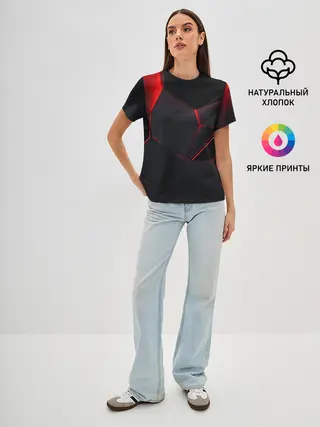 Женская базовая футболка / Красные плиты 3D