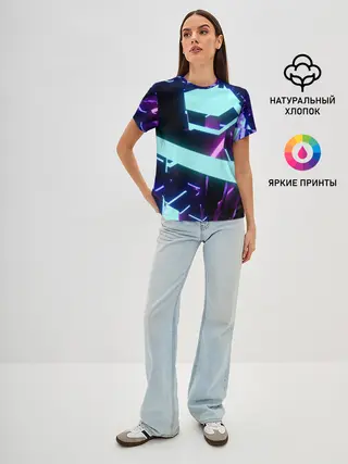 Женская базовая футболка / Blue Neons