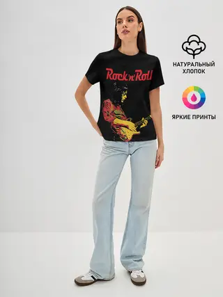 Женская базовая футболка / ROCK N ROLL
