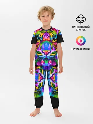 Детская пижама с брюками / Neon tiger