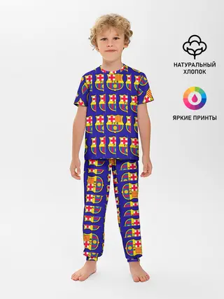 Детская пижама с брюками / ФК БАРСЕЛОНА / PATTERN / УЗОР