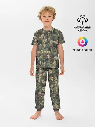 Детская пижама с брюками / Камуфляж с пандами