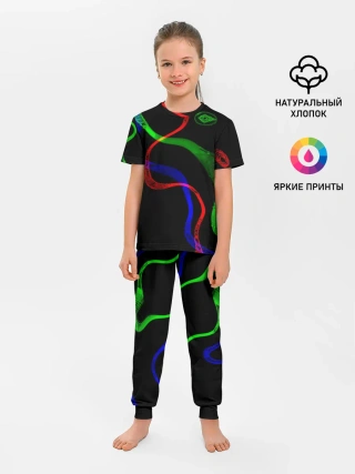 Детская пижама с брюками / Неоновый хаос 3D/Neon chaos 3D