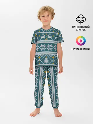 Детская пижама с брюками / Новогодний узор