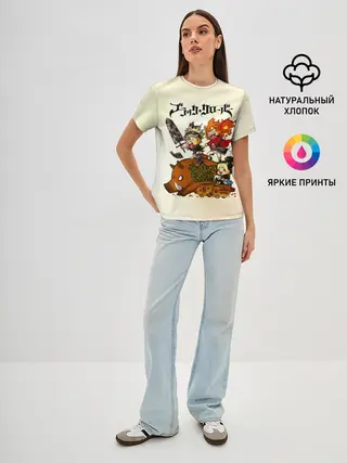 Женская базовая футболка / Аста на кабане Чёрный клевер