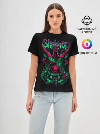 Женская базовая футболка / Slipknot криповый козел