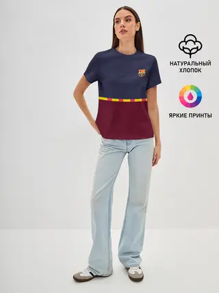 Женская базовая футболка / FC Barcelona | Flag and team Logo