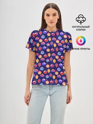 Женская базовая футболка / Новогодние Ёлочные Украшения