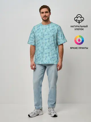 Мужская футболка оверсайз / Ноты
