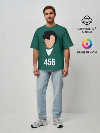 Мужская футболка оверсайз / Номер 456 || Игра в кальмара