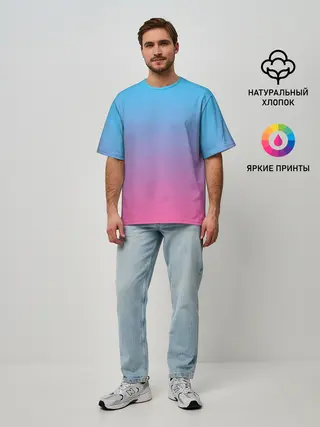 Мужская футболка оверсайз / Текстура Неоновая