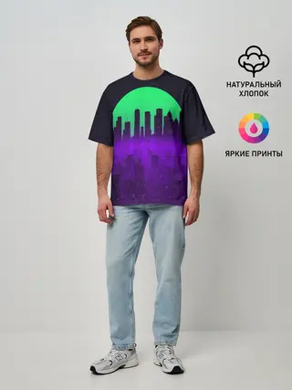 Мужская футболка оверсайз / НЕОНОВЫЙ ГОРОД