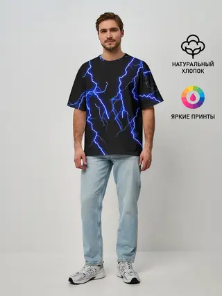 Мужская футболка оверсайз / МОЛНИИ