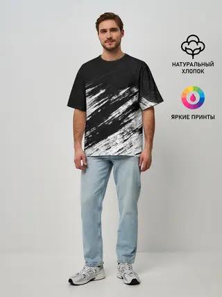 Мужская футболка оверсайз / abstraction black&white