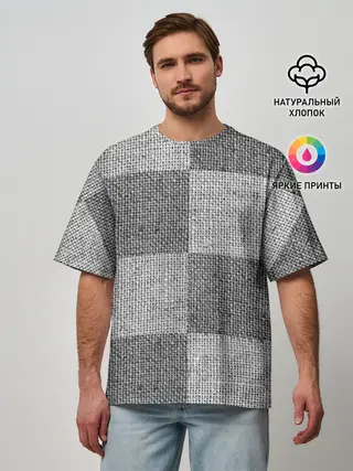 Мужская футболка оверсайз / Denim Patchwork