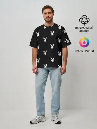 Мужская футболка оверсайз / ПЛЕЙБОЙ ПАТТЕРН | PLAYBOY PATTERN