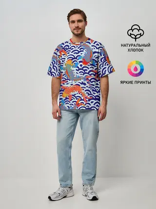 Мужская футболка оверсайз / Карп Кои