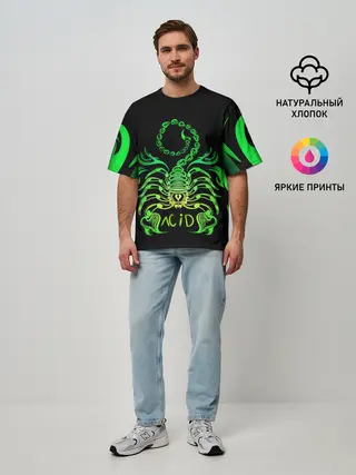 Мужская футболка оверсайз / Acid scorpion