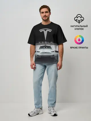 Мужская футболка оверсайз / TESLA
