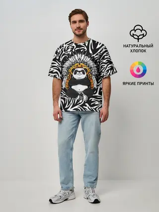 Мужская футболка оверсайз / Мудрая Панда