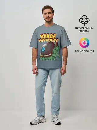 Мужская футболка оверсайз / Boss | Space Invaders | Old game