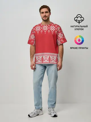 Мужская футболка оверсайз / Зимний лес