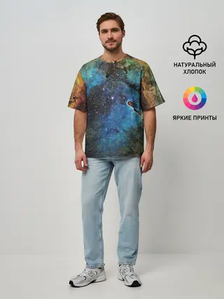Мужская футболка оверсайз / Туманный космос