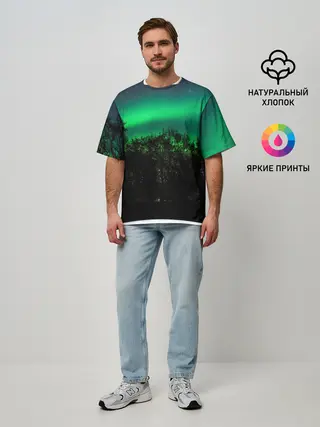 Мужская футболка оверсайз / Северное сияние
