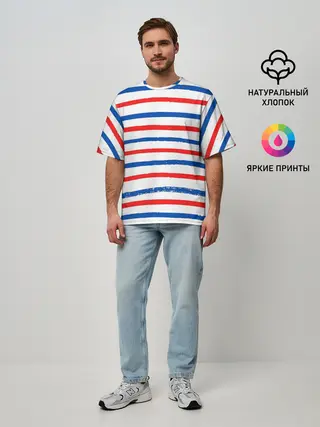 Мужская футболка оверсайз / Морская полоска