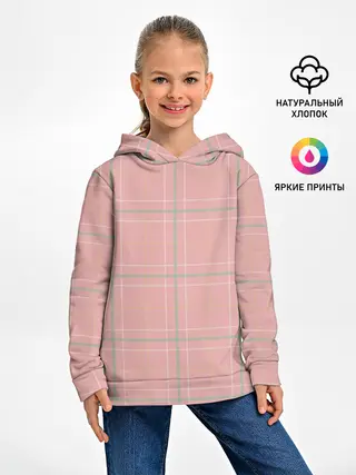 Детское худи / Шотландка Розовая
