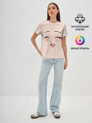 Женская базовая футболка / Сonfused anime face