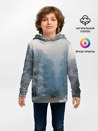 Детское худи / Зимний пейзаж картина маслом