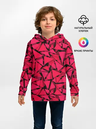 Детское худи / Красно-черный полигональный