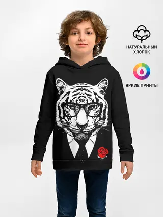 Детское худи / Тигр с красной розой