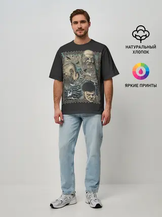 Мужская футболка оверсайз / Фреска Викинги