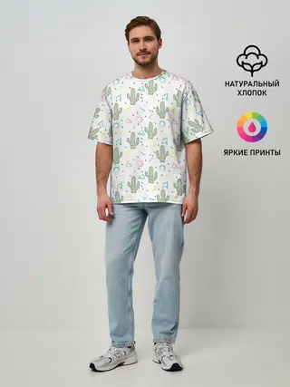 Мужская футболка оверсайз / Кактусы