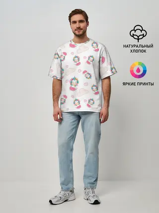 Мужская футболка оверсайз / Радужные Единороги