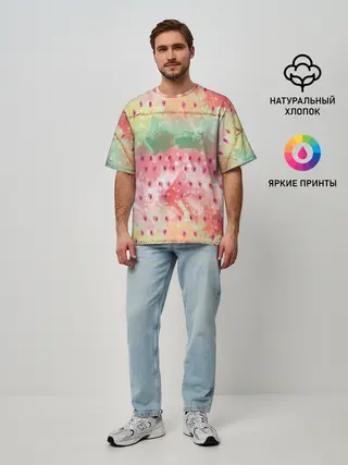 Мужская футболка оверсайз / Бархатный арбуз