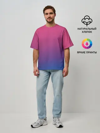 Мужская футболка оверсайз / Зеленый и Желтый