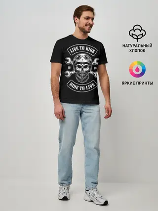 Мужская базовая футболка / Vintage motorcycle label