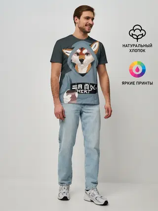 Мужская базовая футболка / Furry fox