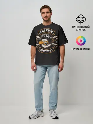 Мужская футболка оверсайз / American eagle with cigar
