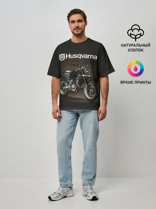 Мужская футболка оверсайз / HUSQVARNA / ХУСКВАРНА / SPORT