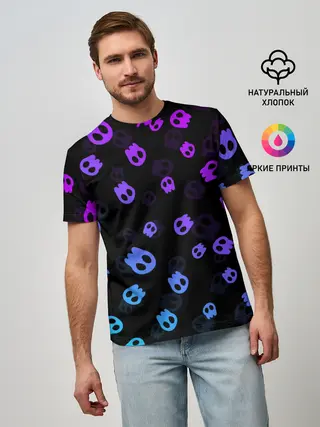 Мужская базовая футболка / НЕОНОВЫЕ ЧЕРЕПА