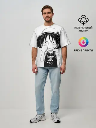 Мужская футболка оверсайз / палец в носу One Piece