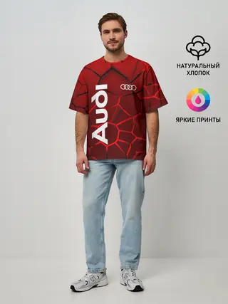 Мужская футболка оверсайз / АУДИ - 3D плиты с подсветкой