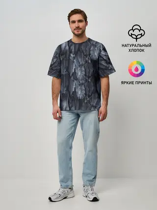 Мужская футболка оверсайз / Черный Ворон
