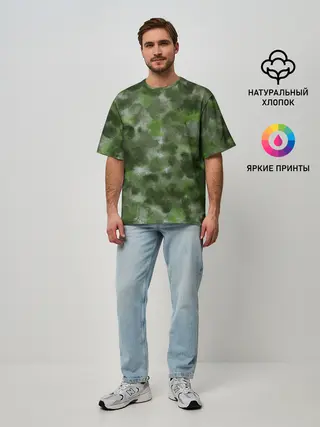 Мужская футболка оверсайз / Canvas Green Camo
